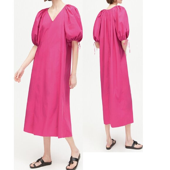 NEW RHODE CARLY COTTON POPLIN DRESS IN HOT PINK SIZE M - Picture 1 of 10